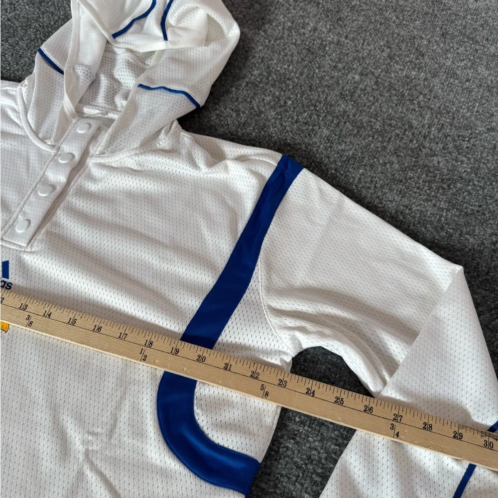 NWT Adidas Men’s Large Kansas Jayhawks White Hooded Basketball Warm Up‎ Shirt